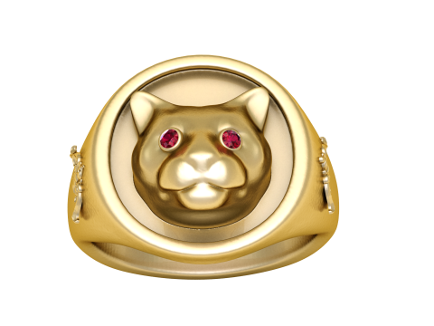 Gold cat ring Modèles 3D en vedette