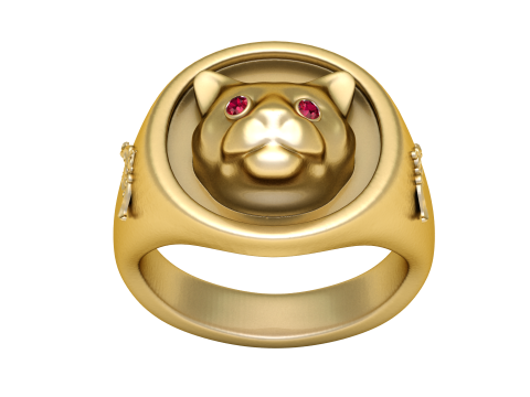 Золота каблучка з котом 3D Принт Модель