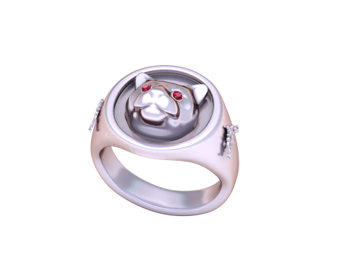 Золота каблучка з котом 3D Принт Модель