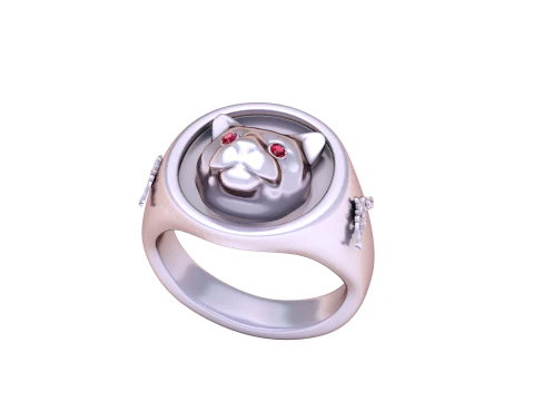 Gold cat ring 3D Print Model