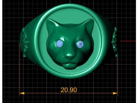 Gold cat ring 3D Print Model