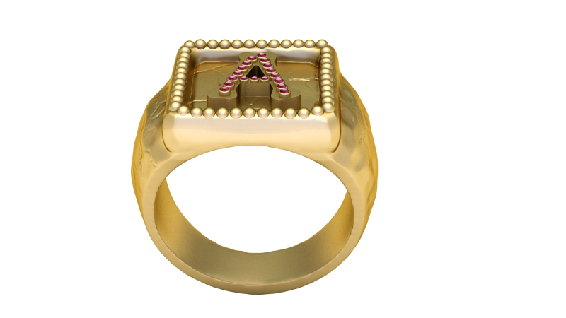 Gold letter ring Modello di stampa 3D .c4d .max .obj .3ds .fbx .stl .blend