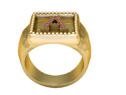 Anel de letra dourada Modelo de Impressão 3D