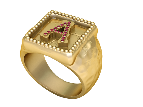 Gold letter ring Modello di stampa 3D