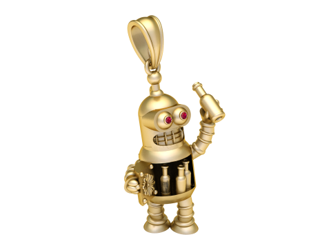Gold robot charm 3D Print Model