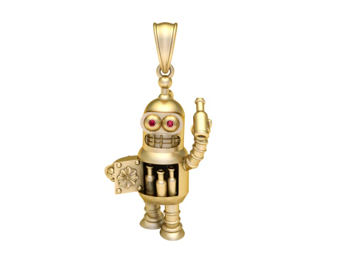 Gold robot charm 3D Print Model