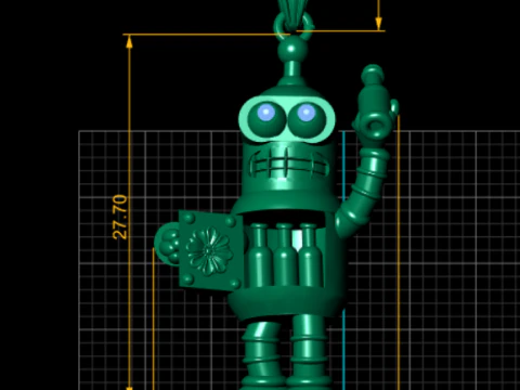 Gold robot charm 3D Print Model