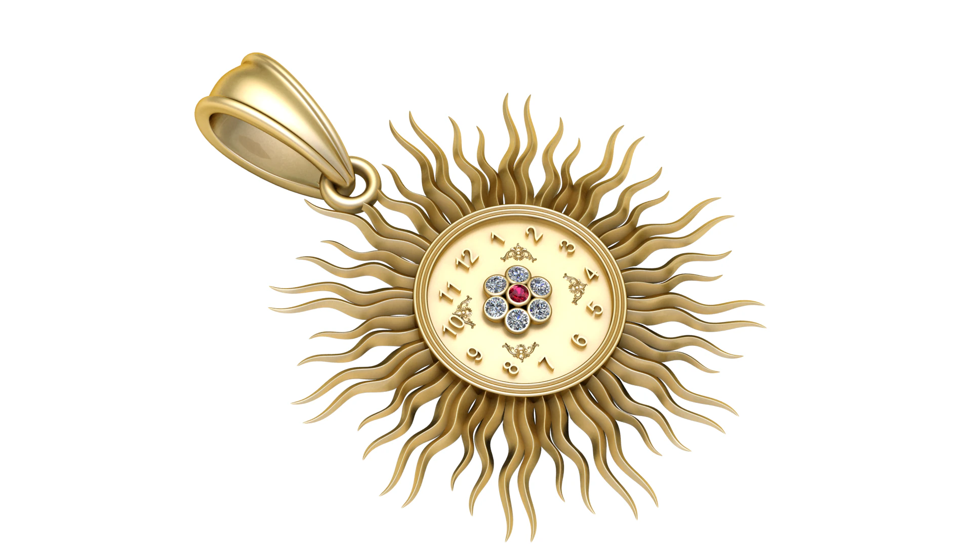 Clock face pendant 3D Print Model .c4d .max .obj .3ds .fbx .stl .blend 