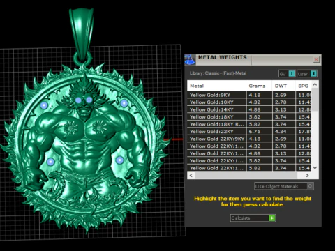 Gold power pendant 3D Print Model