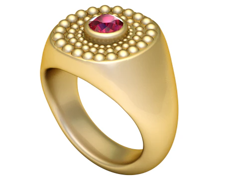 Anello di dichiarazione con pietre preziose Modello di stampa 3D