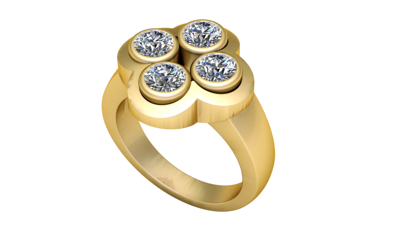 Clover diamond ring 3D प्रिंट मॉडल .c4d .max .obj .3ds .fbx .stl .blend