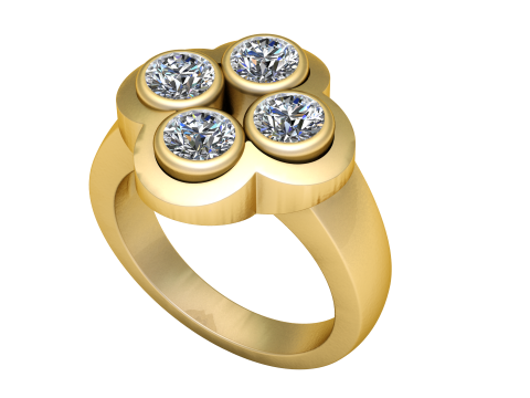 Clover diamond ring 3D Print Model