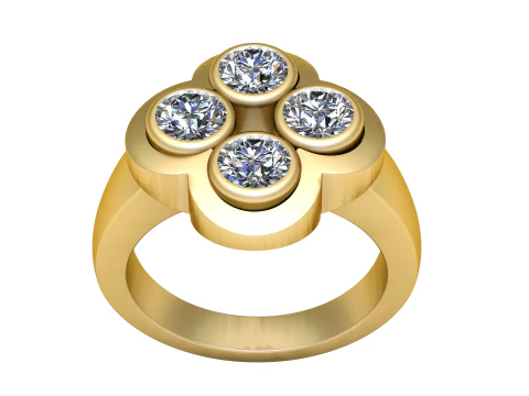 Clover diamond ring 3D Print Model