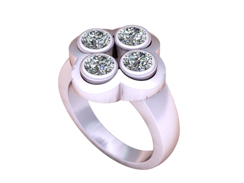 Clover diamond ring 3D Print Model