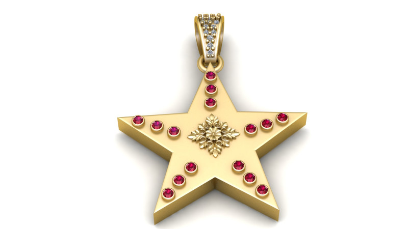 Star Pendant Modelo de Impressão 3D .c4d .max .obj .3ds .fbx .stl .blend 