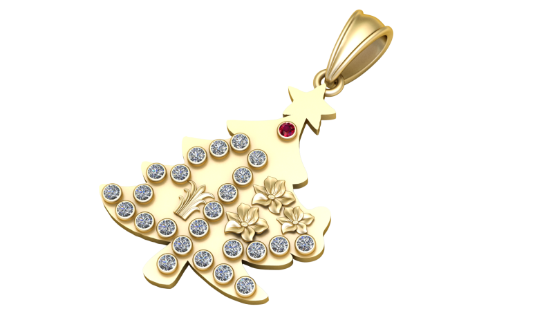 Christmas Tree Pendant 3D Print Model .c4d .max .obj .3ds .fbx .stl .blend
