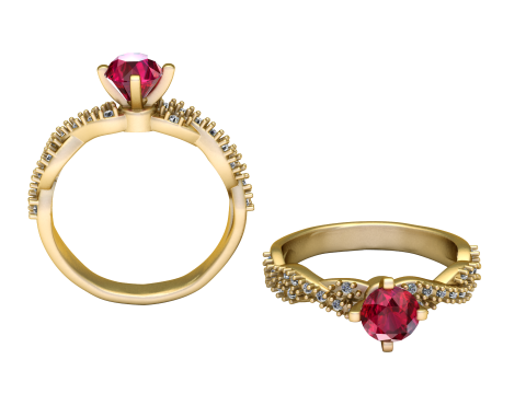 Ruby Engagement Ring Model do druku 3D