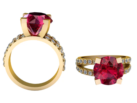 Double Band Ruby Ring 3D Print Model
