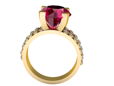 Double Band Ruby Ring 3D Baskı Modeli