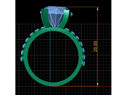 Double Band Ruby Ring 3D Print Model