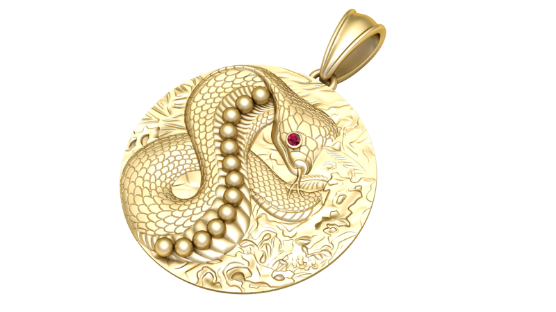 Cobra Snake Pendant 3Dプリントモデル .c4d .max .obj .3ds .fbx .stl .blend