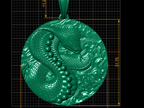 Cobra Snake Pendant 3D Print Model