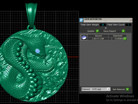 Cobra Snake Pendant 3D Print Model