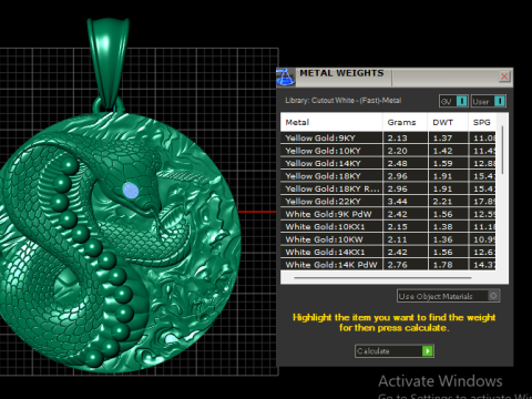 Cobra Snake Pendant 3Dプリントモデル