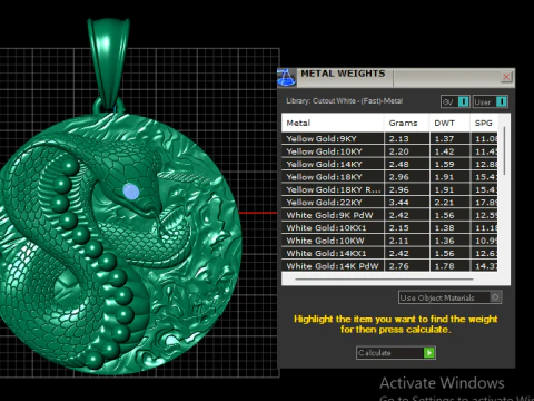 Cobra Snake Pendant 3D Print Model