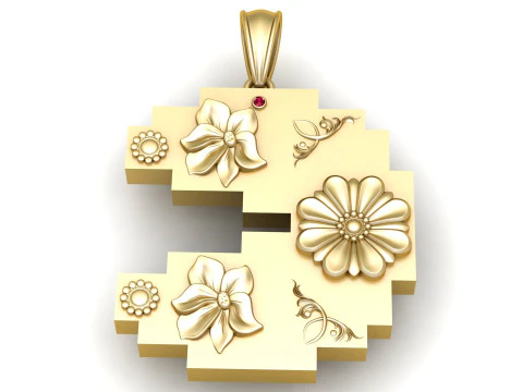 Geometric Floral Pendant 3D Print Model