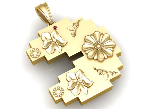 Geometric Floral Pendant 3D Print Model