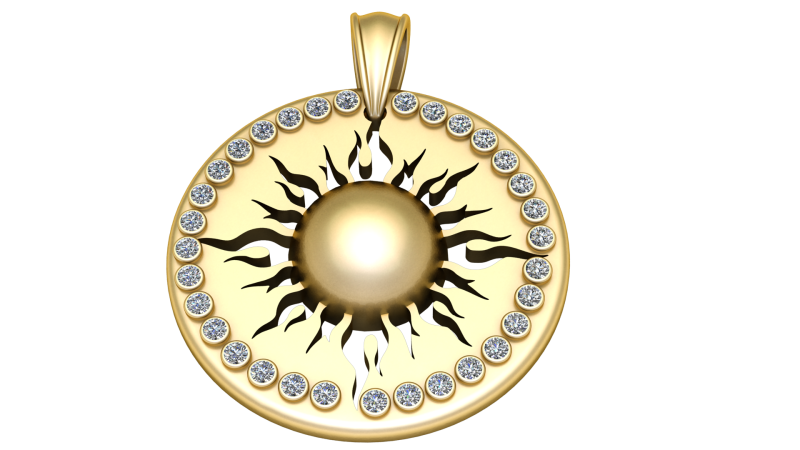 Sunburst Pendant 3Dプリントモデル .c4d .max .obj .3ds .fbx .stl .blend
