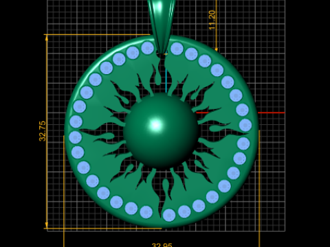 Sunburst Pendant 3Dプリントモデル