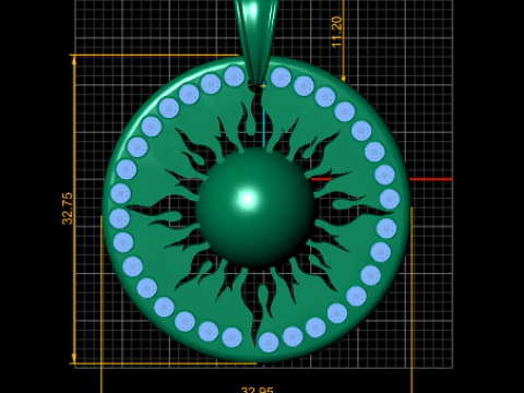 Sunburst Pendant 3D Print Model