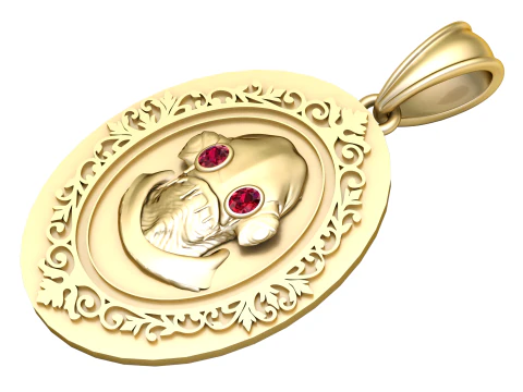 Artistic Gold Pendant 3D Print Model