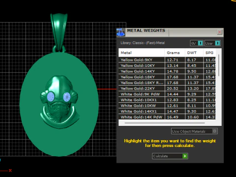 Artistic Gold Pendant 3D Print Model