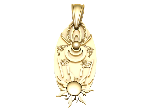 Celestial Gold Pendant 3D Print Model