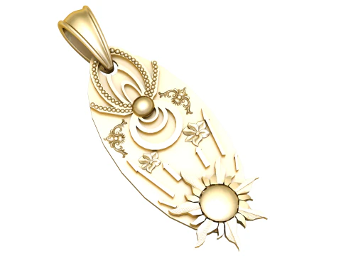 Celestial Gold Pendant 3D Print Model