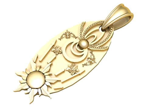 Celestial Gold Pendant 3D Print Model