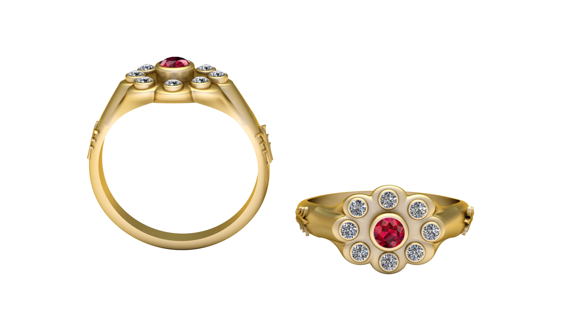 Gold Engagement Ring 3D Print Model .c4d .max .obj .3ds .fbx .stl .blend 