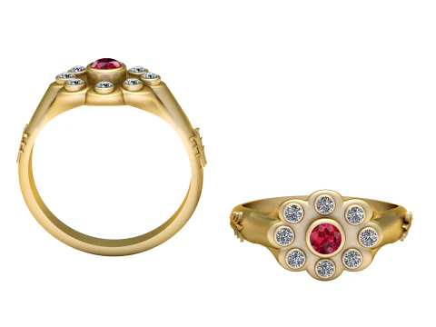 Cincin Pertunangan Emas Model Cetak 3D