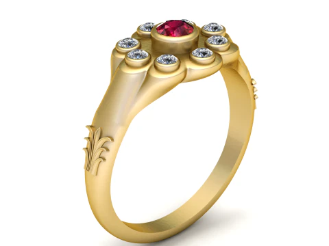 Gold Engagement Ring 3D Print Model