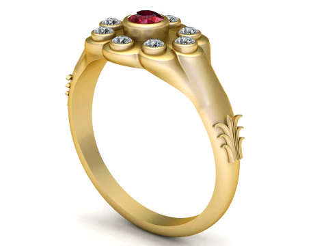 Gold Engagement Ring 3D Print Model