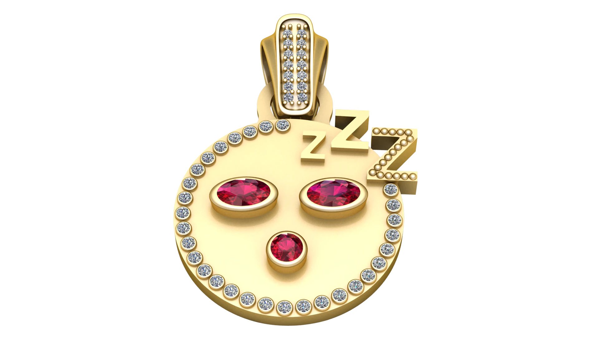 Sleeping emoji pendant 3D Print Model .c4d .max .obj .3ds .fbx .stl .blend 