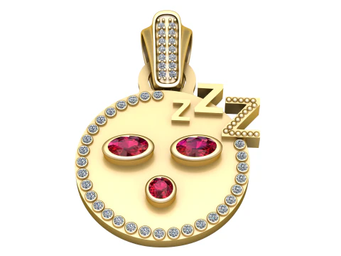 睡眠絵文字ペンダント 3Dプリントモデル