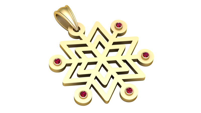 Snowflake pendant 3D प्रिंट मॉडल .c4d .max .obj .3ds .fbx .stl .blend