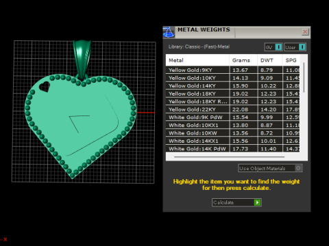 Gold pendant Model Cetak 3D