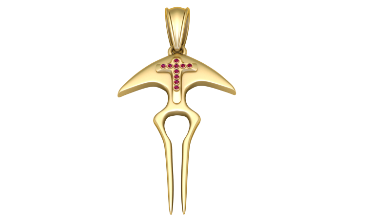 Gold trident pendant Modelo de Impressão 3D .c4d .max .obj .3ds .fbx .stl .blend
