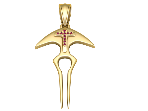 Gold trident pendant Modelo de Impressão 3D