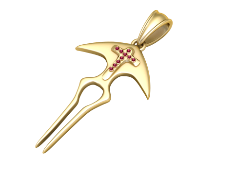 Gold trident pendant Modelo de Impressão 3D